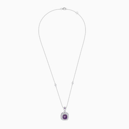 18K White  Gold Necklace  featuring a stunning Natural Diamond and amethyst