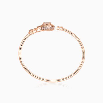 18K Rose Gold Bangle featuring a stunning Natural Diamond and Rose quartz stones