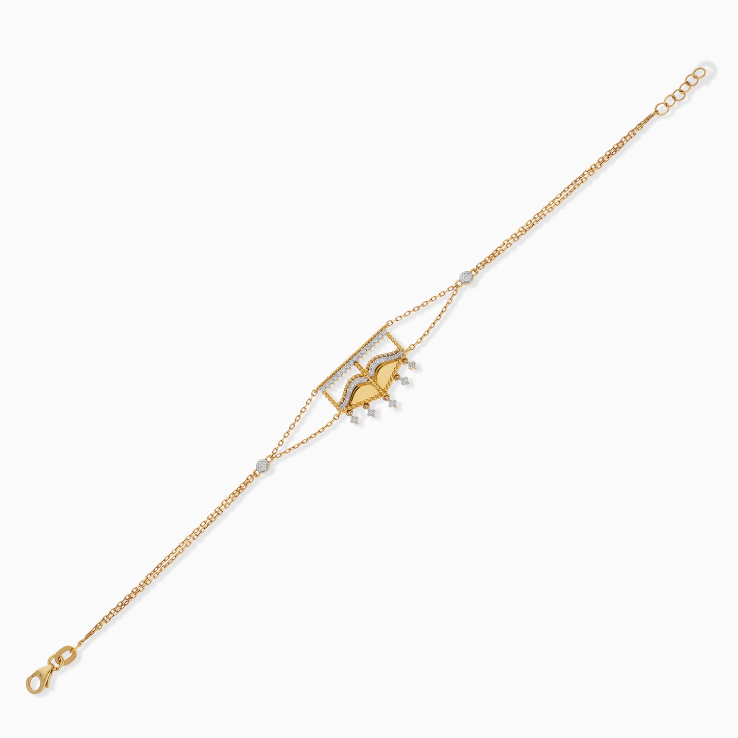 18k Yellow and white Gold bracelet decorated with natural diamond stones - Burqa collection