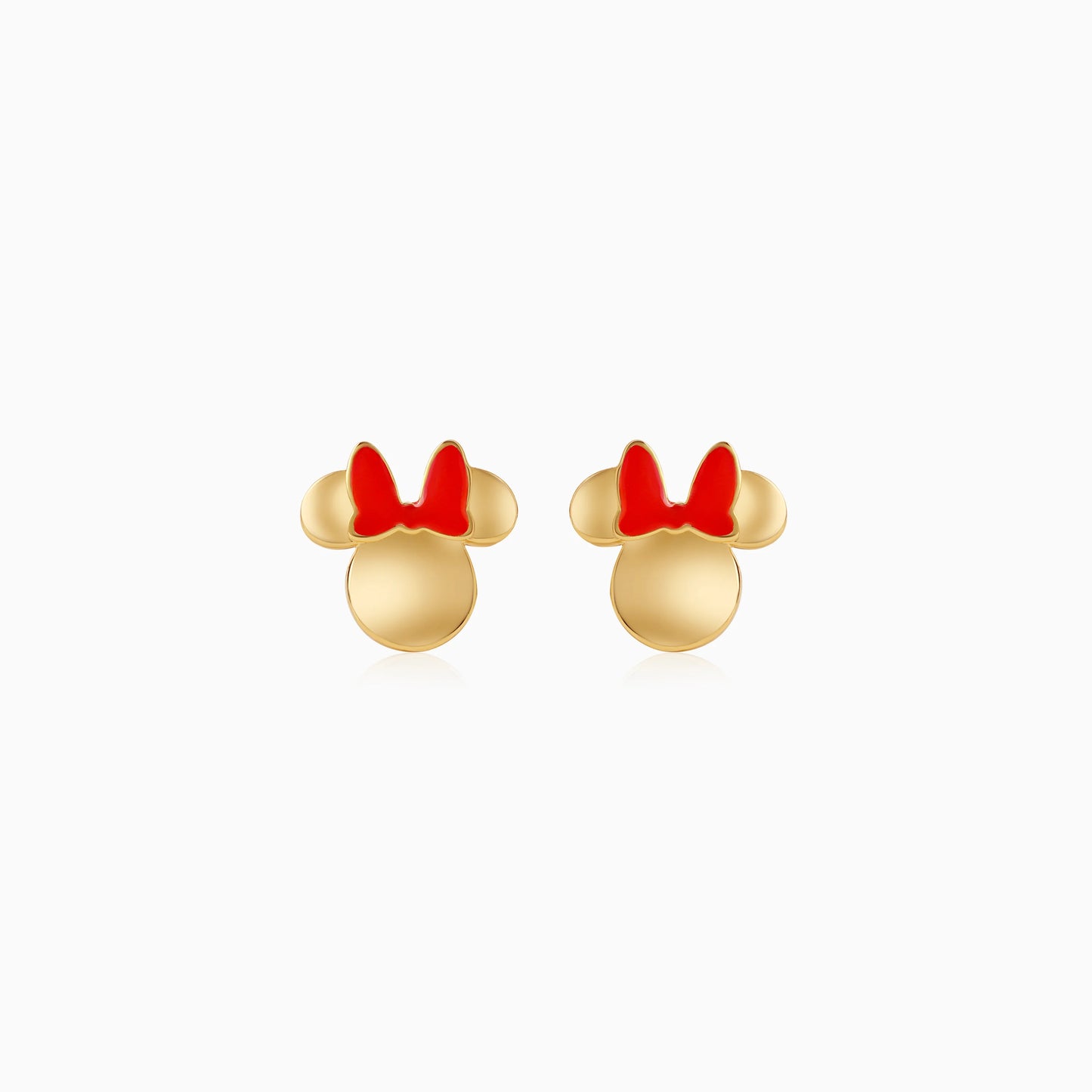 Mickey & Friends 18K Yellow Gold Mini Mouse Bow Earrings with Natural Diamonds & Enamel | Disney Collection