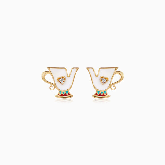 Disney Princess Belle Chip Earrings for Kids 18k Yellow Gold with Natural Diamonds | Disney Collection