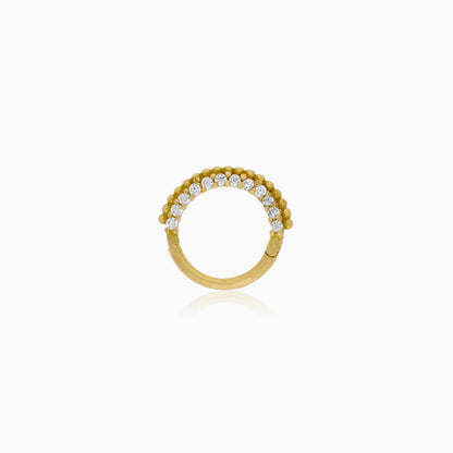 18K Gold Hoop Piercing Embellished with Shimmering Zircons