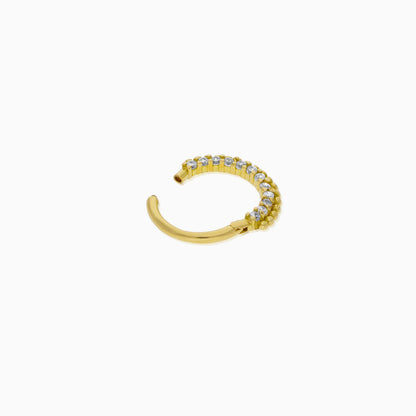 18K Gold Hoop Piercing Embellished with Shimmering Zircons