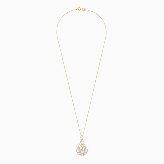 18K Gold Necklace Featuring 'Mother' Design with MOP and Natural Diamonds