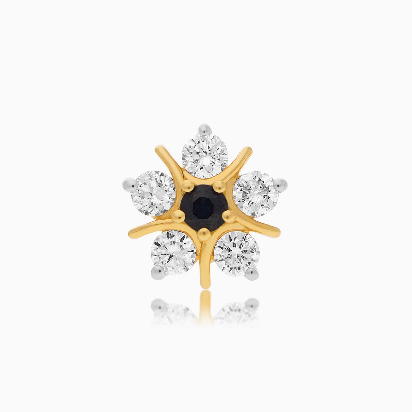 18K Gold Nose Pin Adorned with Natural Diamonds