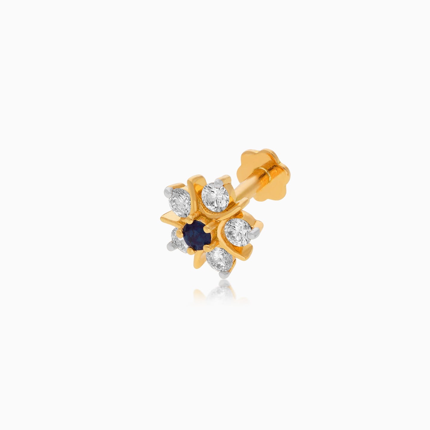 18K Gold Nose Pin Adorned with Natural Diamonds