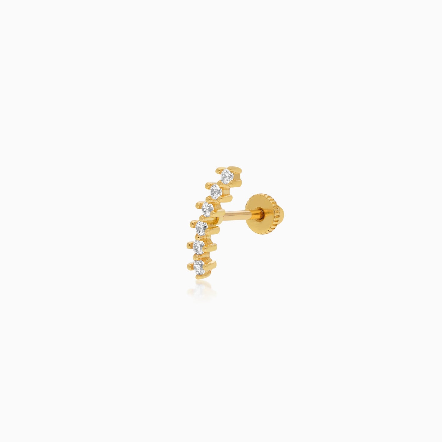 18K Yellow Gold Piercing with Dazzling Zircon Stones