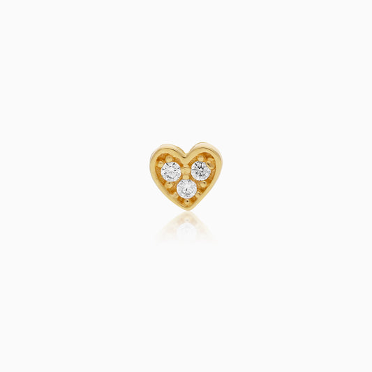 18K Yellow Gold Heart shape Piercing with Zircon