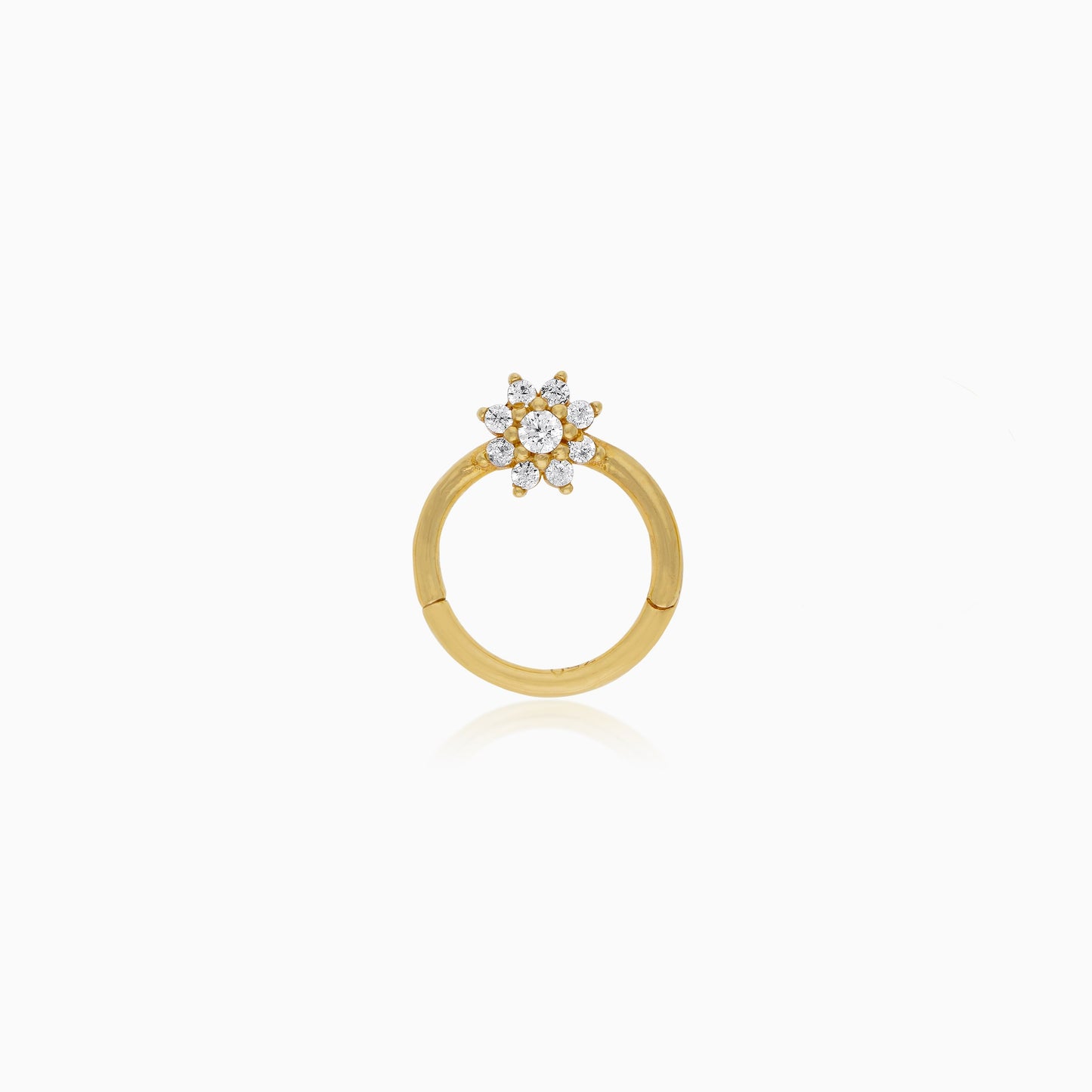 18K Yellow Gold Hoops Piercing decorated with Sparkling Zircons