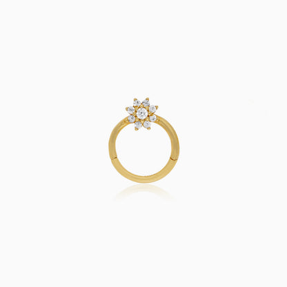 18K Yellow Gold Hoops Piercing decorated with Sparkling Zircons