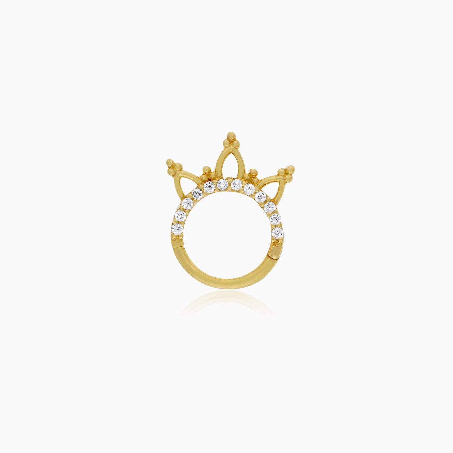 18K Yellow Gold Hoop Piercing with Sparkling Zircon Stones