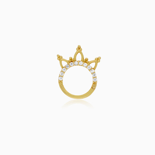 18K Yellow Gold Hoop Piercing with Sparkling Zircon Stones