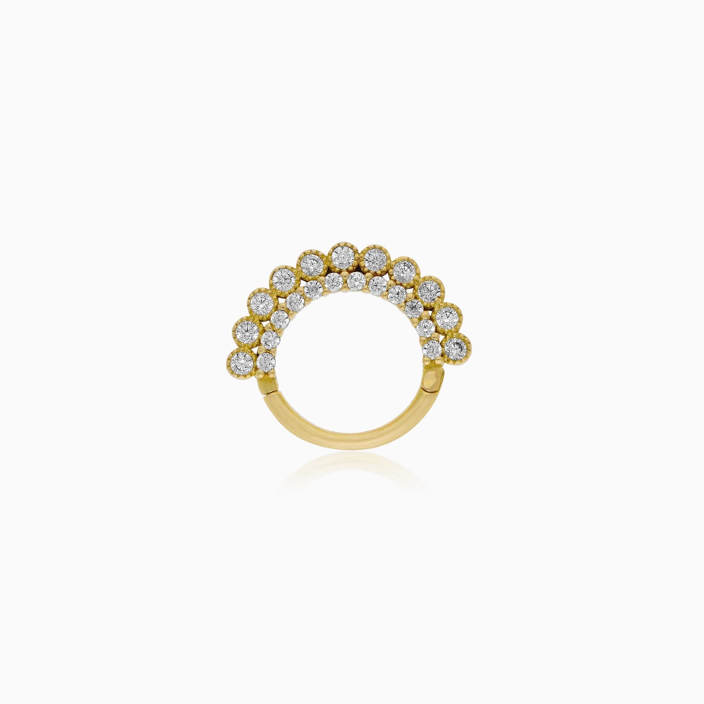 18K Yellow Gold Hoop Piercing with Sparkling Zircons