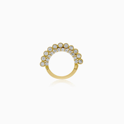 18K Yellow Gold Hoop Piercing with Sparkling Zircons