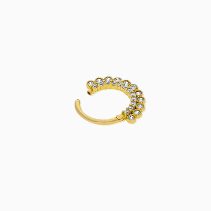 18K Yellow Gold Hoop Piercing with Sparkling Zircons