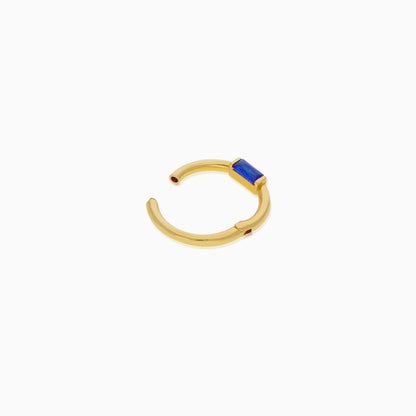 18K Yellow Gold Hoops Piercing decorated with blue Zircon stone