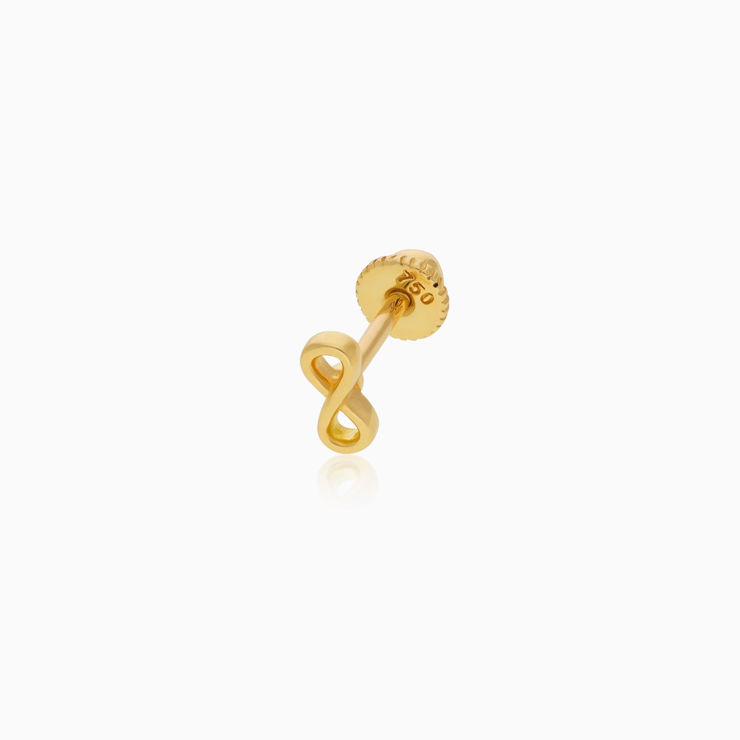 18K Yellow Gold Infinity Stud Piercing