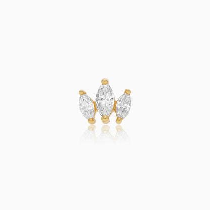 18K Yellow Gold Lotus Petal Stud Piercing with Zircon stones