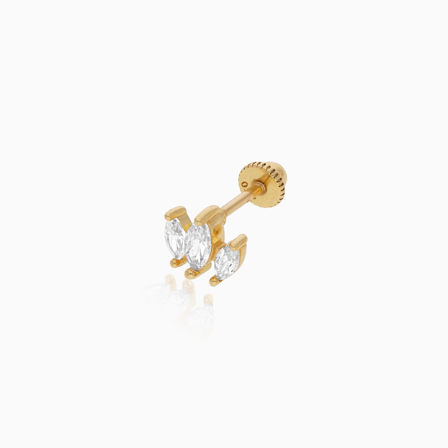18K Yellow Gold Lotus Petal Stud Piercing with Zircon stones
