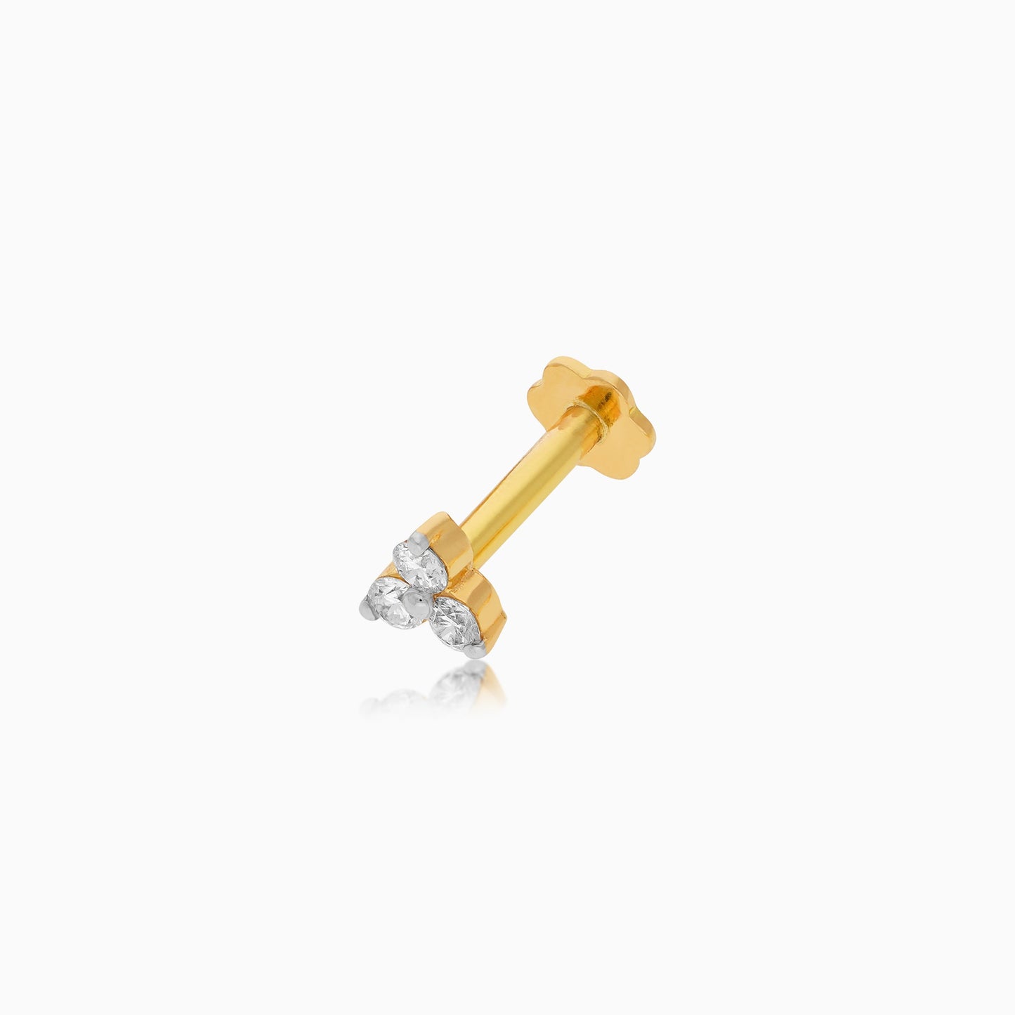 18K Yellow Gold Nose Stud Embellished with Natural Diamonds