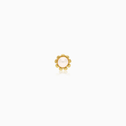 18K Yellow Gold Pearl Stud Piercing