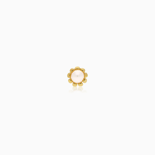 18K Yellow Gold Pearl Stud Piercing