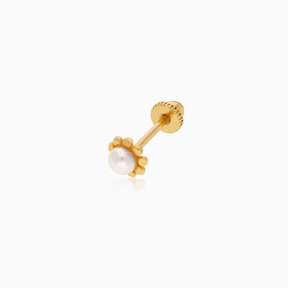 18K Yellow Gold Pearl Stud Piercing