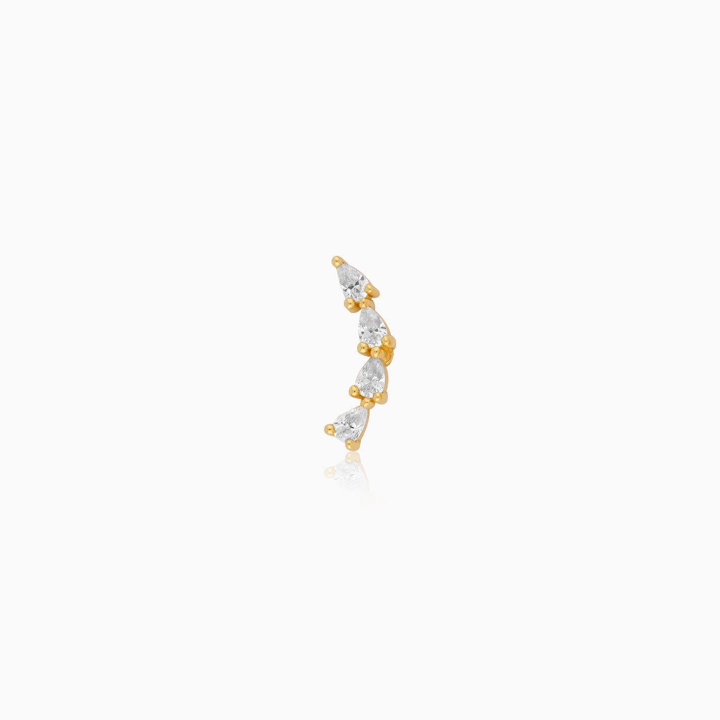 18K Yellow Gold Stud Earrings Featuring Sparkling Zircon Stones – Jawhara Piercing Collection