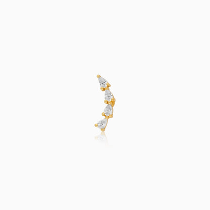 18K Yellow Gold Stud Earrings Featuring Sparkling Zircon Stones – Jawhara Piercing Collection