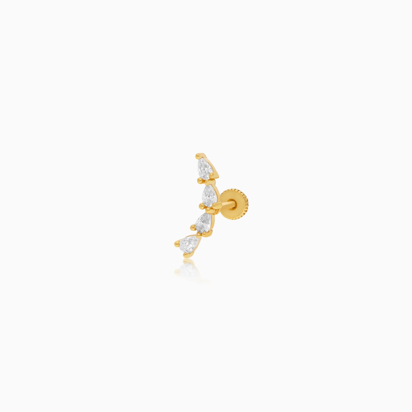 18K Yellow Gold Stud Earrings Featuring Sparkling Zircon Stones – Jawhara Piercing Collection