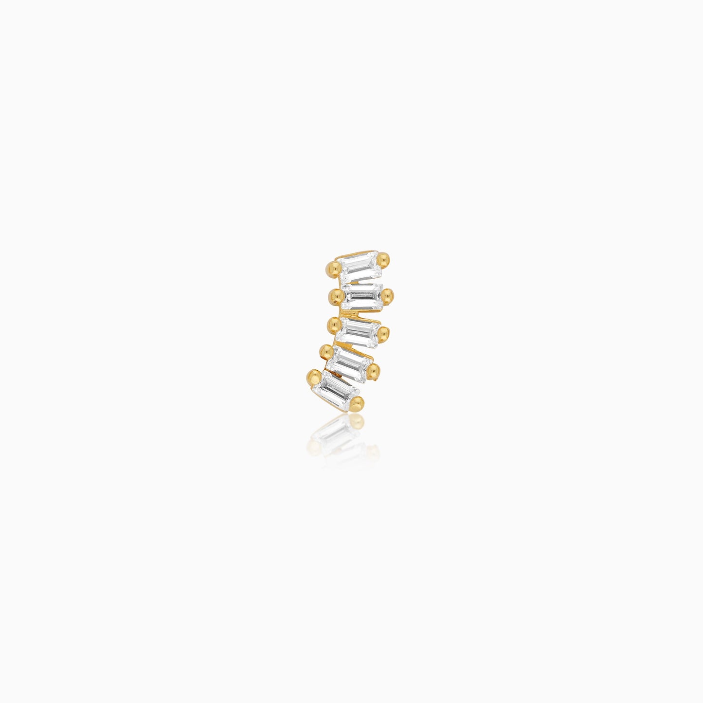 18K Yellow Gold Stud Piercing with Sparkling Zircon stones