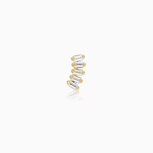 18K Yellow Gold Stud Piercing with Sparkling Zircon stones