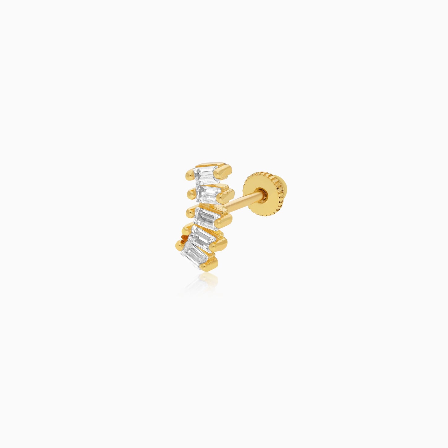 18K Yellow Gold Stud Piercing with Sparkling Zircon stones