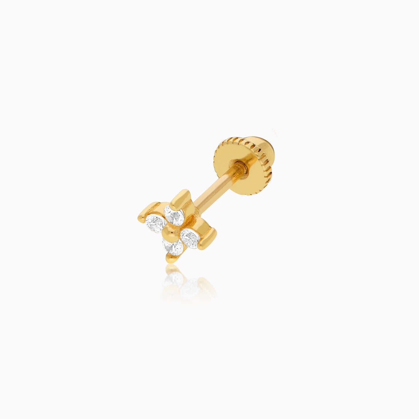18K Yellow Gold Stud Piercing with Sparkling Zircon