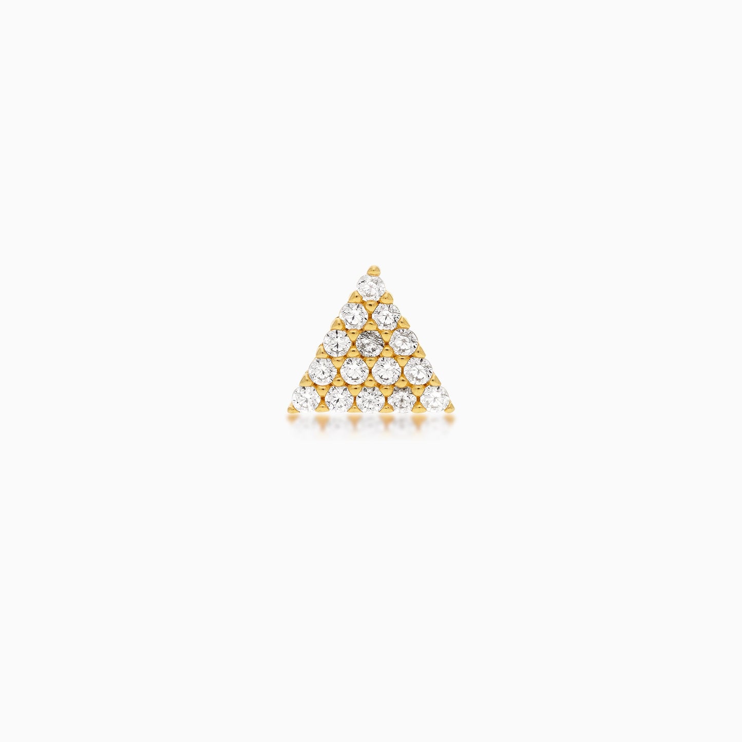 18K Yellow Gold Triangle Stud Earrings with Zircons – Jawhara Piercing Collection