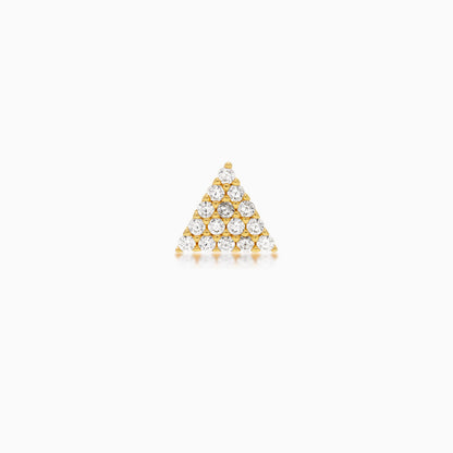 18K Yellow Gold Triangle Stud Earrings with Zircons – Jawhara Piercing Collection
