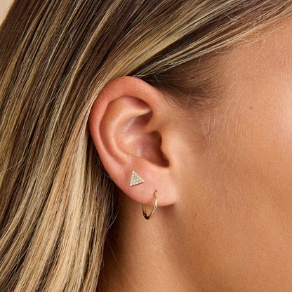 18K Yellow Gold Triangle Stud Earrings with Zircons – Jawhara Piercing Collection