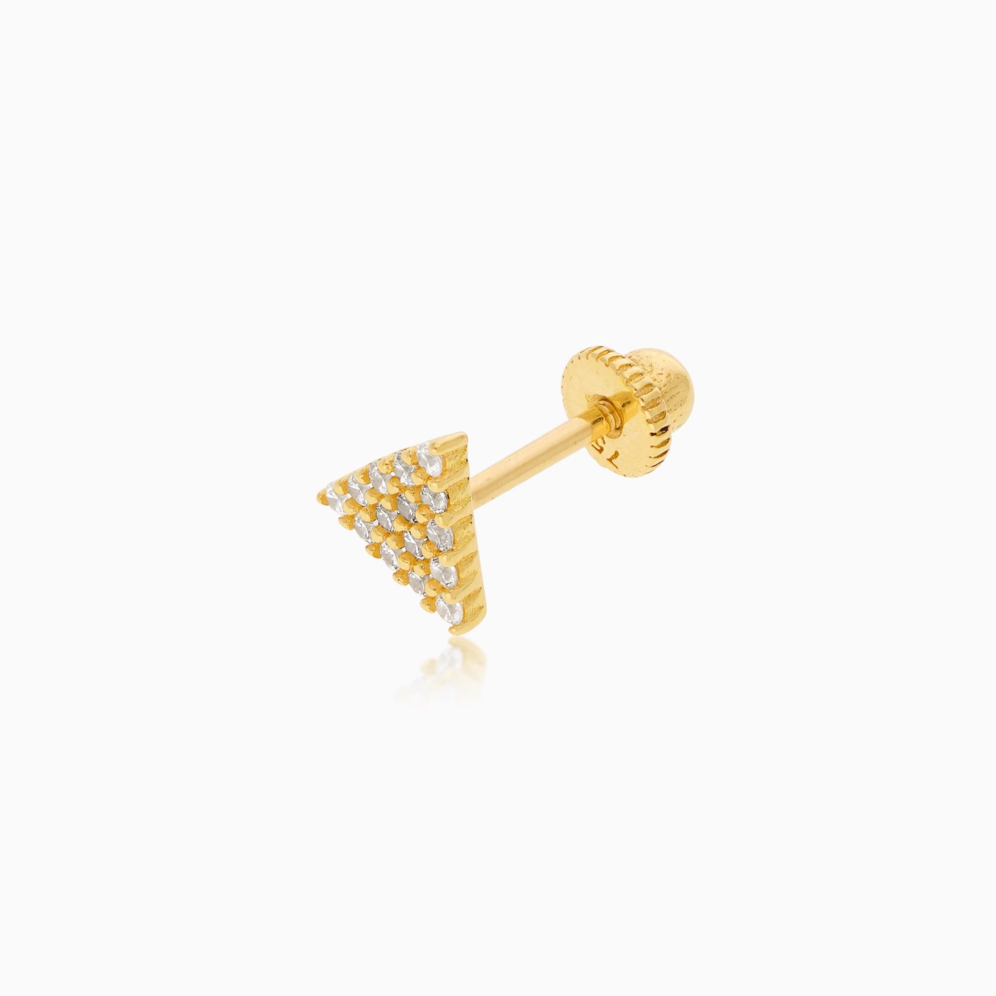 18K Yellow Gold Triangle Stud Earrings with Zircons – Jawhara Piercing Collection