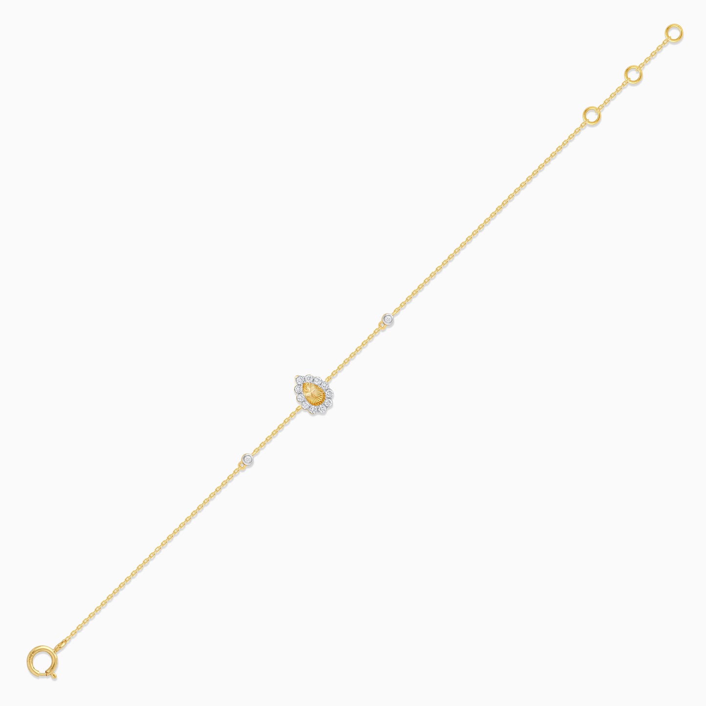 18K Drop Shape Yellow Gold Natural Diamonds Kids Bracelet - Farfalla
