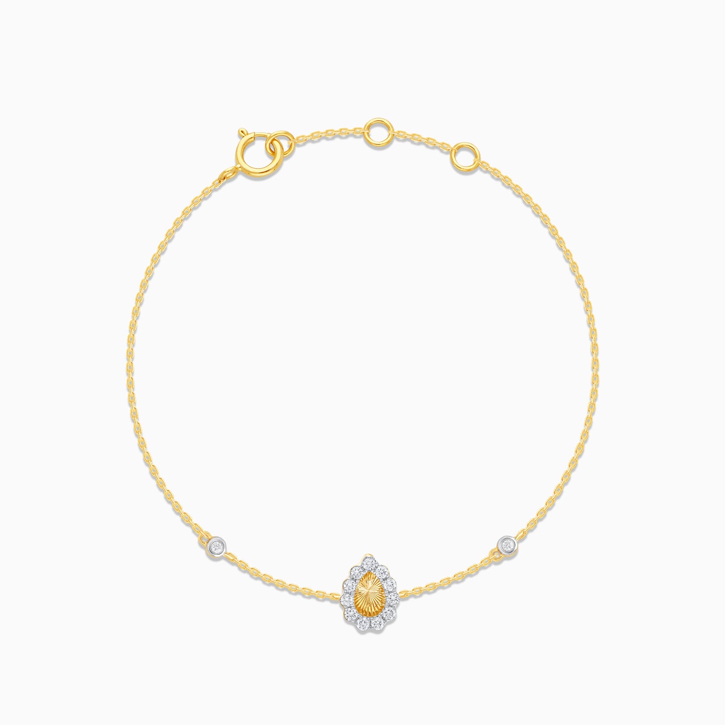 18K Drop Shape Yellow Gold Natural Diamonds Kids Bracelet - Farfalla