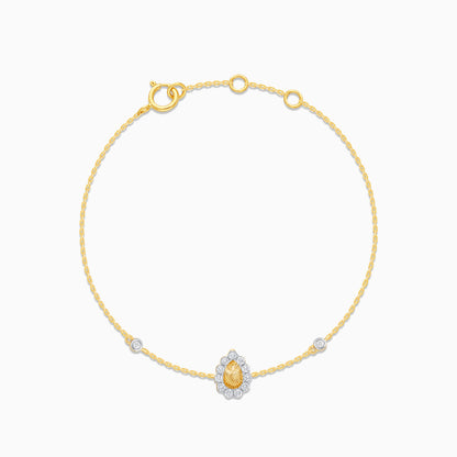 18K Drop Shape Yellow Gold Natural Diamonds Kids Bracelet - Farfalla