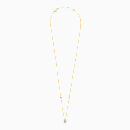 18K Drop Shape Yellow Gold Natural Diamonds Kids Necklace - Farfalla