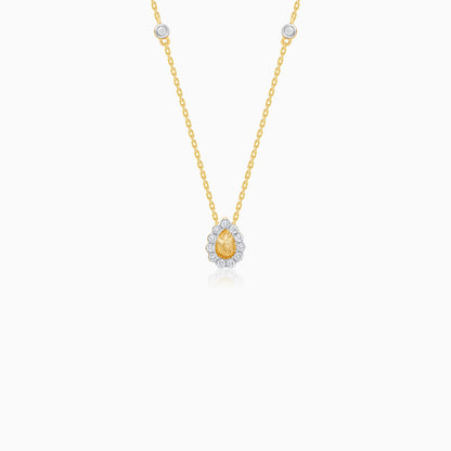 18K Drop Shape Yellow Gold Natural Diamonds Kids Necklace - Farfalla