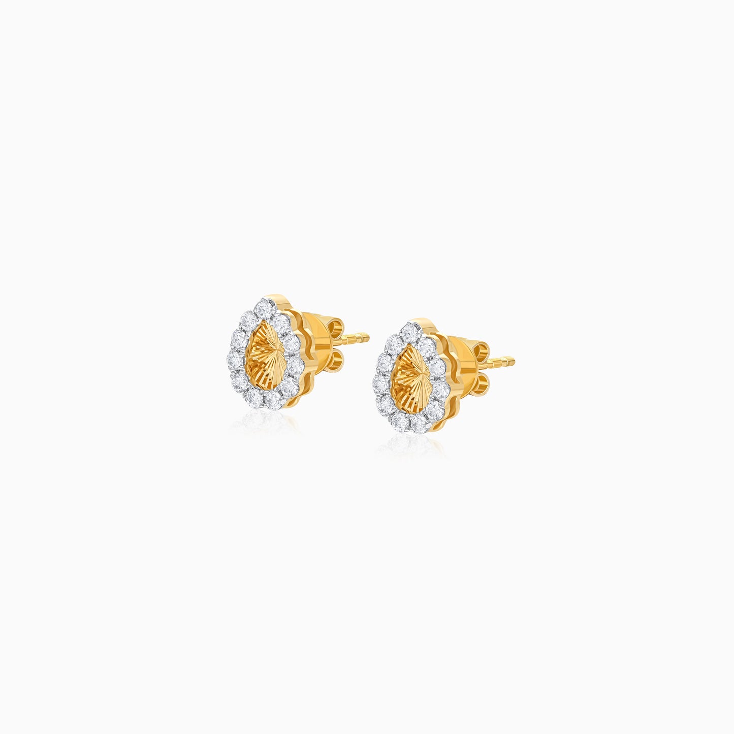 18K Drop Shape Yellow Gold Natural Diamonds Pair of Earrings for Kids - Farfalla