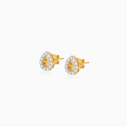 18K Drop Shape Yellow Gold Natural Diamonds Pair of Earrings for Kids - Farfalla