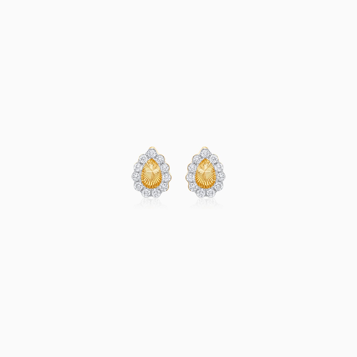 18K Drop Shape Yellow Gold Natural Diamonds Pair of Earrings for Kids - Farfalla