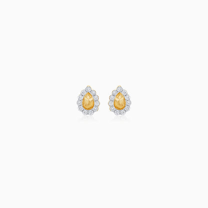 18K Drop Shape Yellow Gold Natural Diamonds Pair of Earrings for Kids - Farfalla