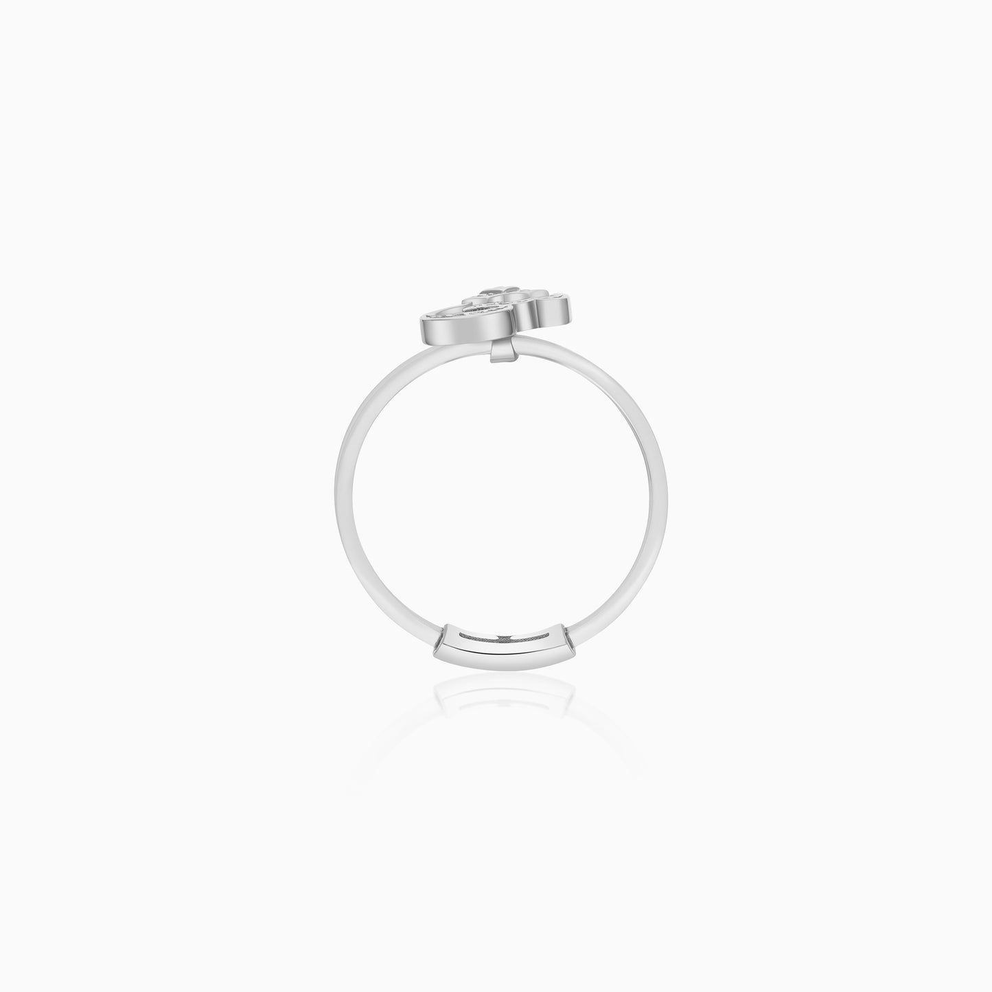 18K White Gold Ring "Ghayn" Letter with Natural Diamonds - Floats Collection