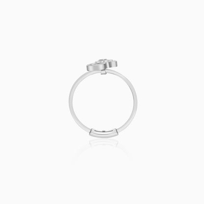 18K White Gold Ring "Ghayn" Letter with Natural Diamonds - Floats Collection