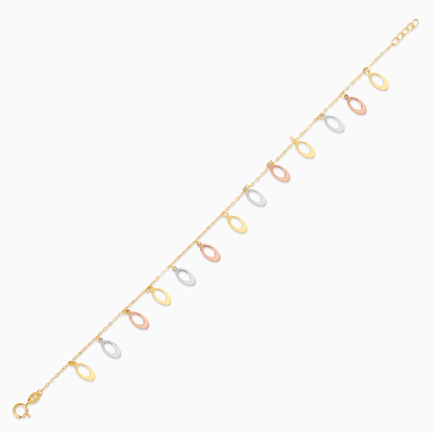 18K Gold Tri-Color Charm Bracelet
